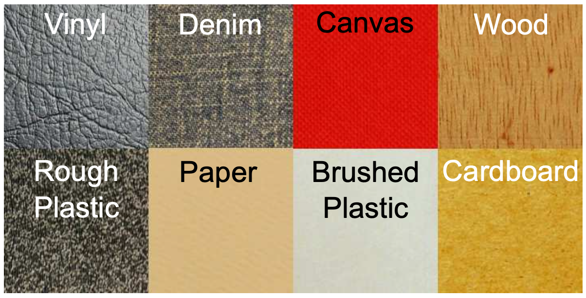 Various materials with different textures